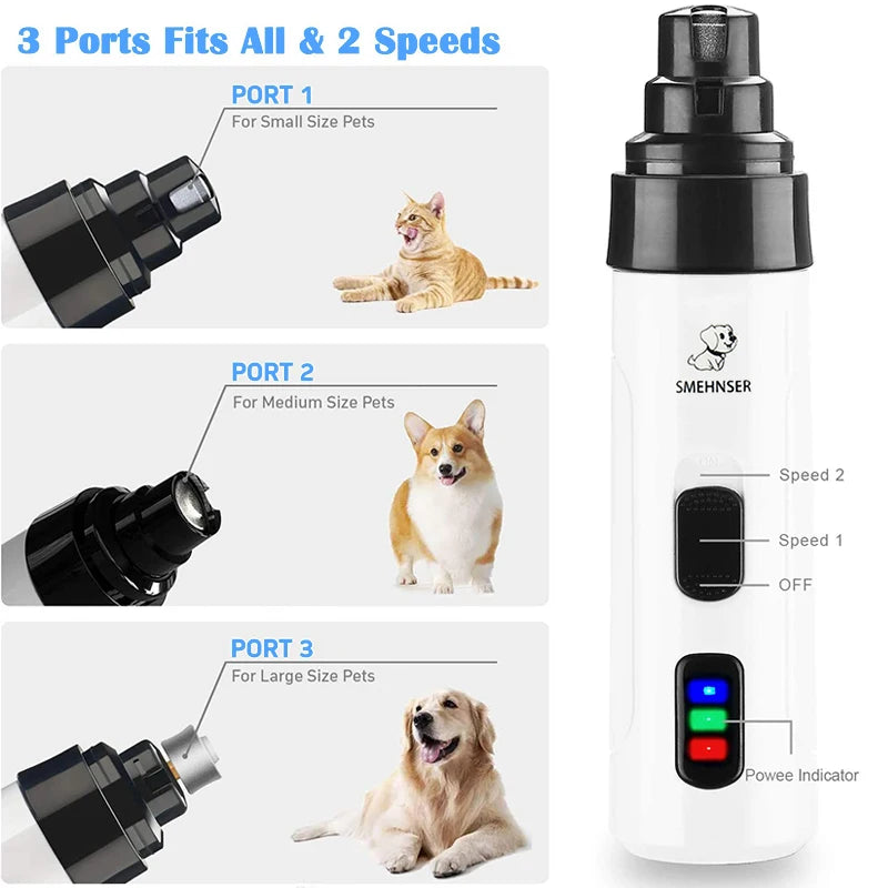 Rechargeable Dog Nail Grinder – USB Charging Electric Pet Nail Trimmer