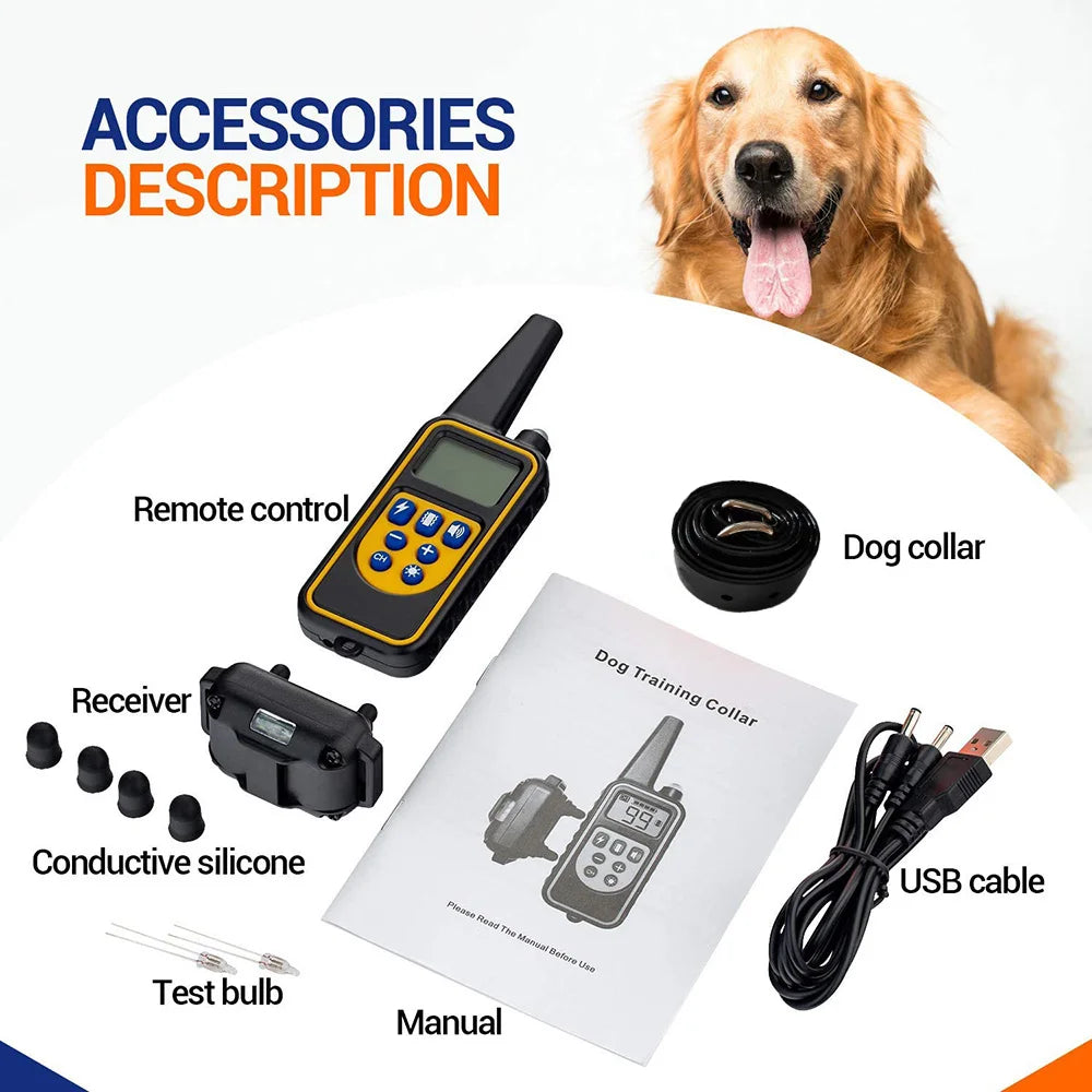 Electric Dog Training Collar – Rechargeable Anti-Barking Shock & Vibration Collar with Clicker