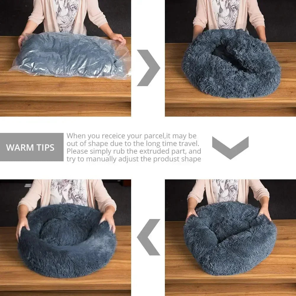 Bedroom Calming Dog Bed – Cozy Donut for Large, Medium & Small Dogs